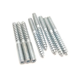 Haozheng Hanger Bolt M6x60 Silvery Double Headed Bolt Self-Tapping Screw for Furniture 8Pcs