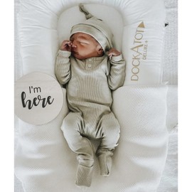 Infant Boys Girls Clothes Set Newborn Baby Romper Hat Ribbed Knit Long Sleeve Button Solid Bodysuit Jumpsuit (Blue, Newborn)