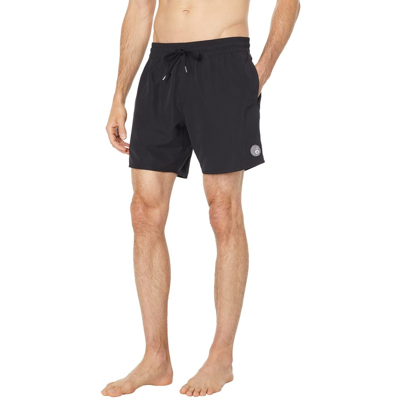 Volcom Men's Standard Lido Solid 16" Swim Surf Trunk, Black,