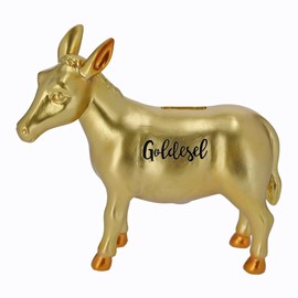 Cepewa 53937 Gold Donkey Money Box Decorative Money Box 8 x 18.5 x 20 cm