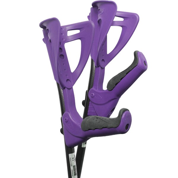 FDI Ergotech Premium Fully Adjustable Comfort Support Walking Purple Crutches - Black Grips