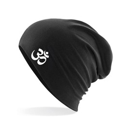Huuraa Beanie Om Symbol Unisex Hat with Buddhism Sign Gift Idea for Friends and Family, black