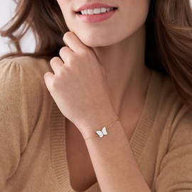 Fossil Women's Stainless Steel or Semi-Precious Stone Bracelet with Lobster Clasp or Slider Clasp, Stainless Steel, No gemstone