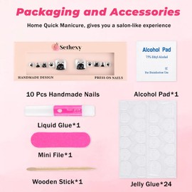 Sethexy Short False Toenails Handmade Rhinestone Wedding Full Cover Press On Toenails Luxury Crystal Fake Toe Nails Acrylic Artificial Stick On Foot Nails for Women and Girls 10Pcs (4, L)