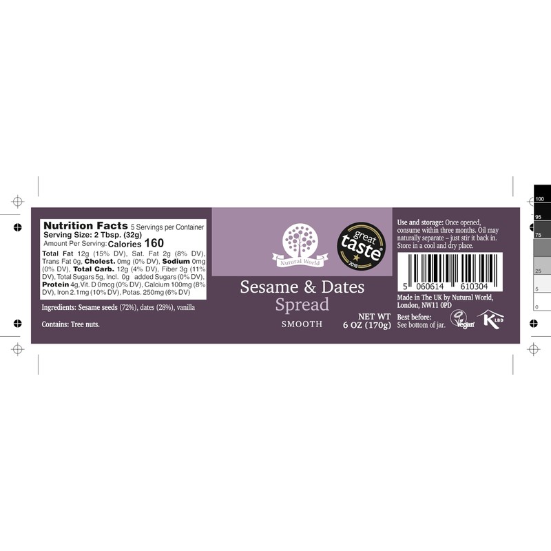 Nutural World - Sesame and Dates spread 6 Oz (170g)