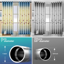 Curtain Rod, 120" - 170" Black Curtain Rods for Windows, 1" Diameter Decorative Adjustable Curtain Rod with Brackets for Room Divider, Bedroom, Living room, Kitchen, Bathroom