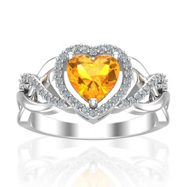 Belinda Jewelz - Anillo de plata de ley 925 con circonita cúbica en forma de corazón para mujer Morado