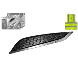 KOZAK Air Hood Vent Grille compatible with Volvo VNL 2018 2019 2020 (Driver Left Side) PLUS Logo Emblem and KOZAK Vest
