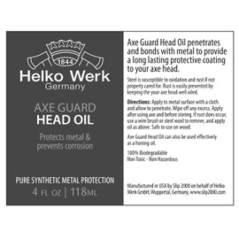 1844 Helko Werk Germany Axe Guard Protective Head Oil - 4 Oz. - Biodegradable & Eco Friendly Honing, Sharpening and Protective Axe Oil - Protects Axes from Rust (AxeGuard Head Oil 4oz)