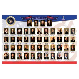 Brainy Mats Presidents Placemat – 11.25 x 17.25-inch Double-Sided US Presidents Kids Placemats – Reusable and Wipeable Placemat for Children, Home, School, Mealtime – No BPA or Phthalates