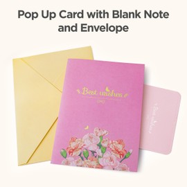 HBlife Carnation Paper Flowers Bouquet Pop Up Birthday Cards, 3D Greeting Cards for Women with Blank Note Card and Envelope for All Occasion, Birthday, Mother's Day, Anniversary, Valentine's Day, Teacher's Day