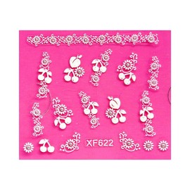 Lace Grid Daisy Nail Stickers Flower Butterfly Heart Cherry Stars Decals Xf622 Nail Wraps Art Stickers Manicure Supplies for Women for Home Nails Full Long Lasting Easy Apply and Remove