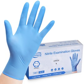 SwiftGrip Disposable Nitrile Exam Gloves, 3-mil, Blue, Nitrile Gloves Disposable Latex Free, Medical Gloves, Cleaning Gloves, Food-Safe Rubber Gloves, Powder Free, Non-Sterile, 100-ct Box (Large)