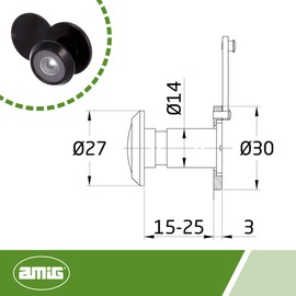 Amig - Door Viewer | Super Angle Lens | for Entrance Doors Indoor and Outdoor | Matte Black Colour | Steel | Dimensions: Diameter 14 mm | Door Thickness 15-25 mm