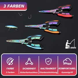 supregear Fishing Pliers, Multi-Colored Stainless Steel Tools with Snap Ring, Hook Remover, Line Cutter, Sheath, Lanyard, Saltwater Resistant Fishing Equipment, Orange