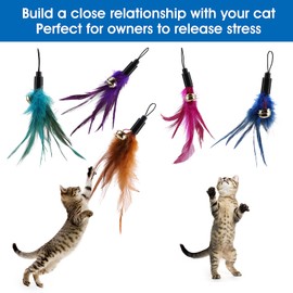 TIESOME Cat Feather Toys, 12 PCS Replacement Cat Wand Refills Cat Feathers Refill Cat Toy Replacement Feathers Worms Interactive Cat Toy Wand Kitten Toys to Play Chase Exercise