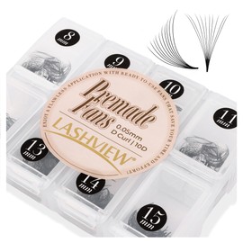 LASHVIEW 600 Fans Premade Lash Fans, 3D 5D 10D Premade Fans Eyelash Extensions 8-15 mm Mixed Length Promades Eyelash Fans Professional Pre Made Lash Fans (10D-0.05-D 8-15mm)