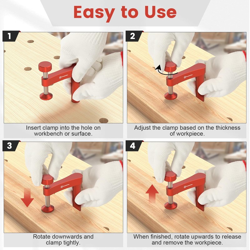 Housolution 2 Pack Bench Dog Clamp, 3/4 inch Dog Holes