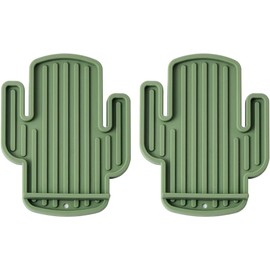 Cucharas de silicona de cocina para cocina, sin BPA, resistente al calor, soporte para cuchara de cactus para encimera de cocina, accesorios de cocina y resto de utensilios de cocina (2, verde Drak)