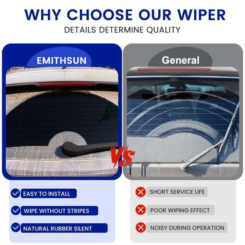 EMITHSUN® 14" Rear Wiper Blades, Streak-free OEM Back Wipers