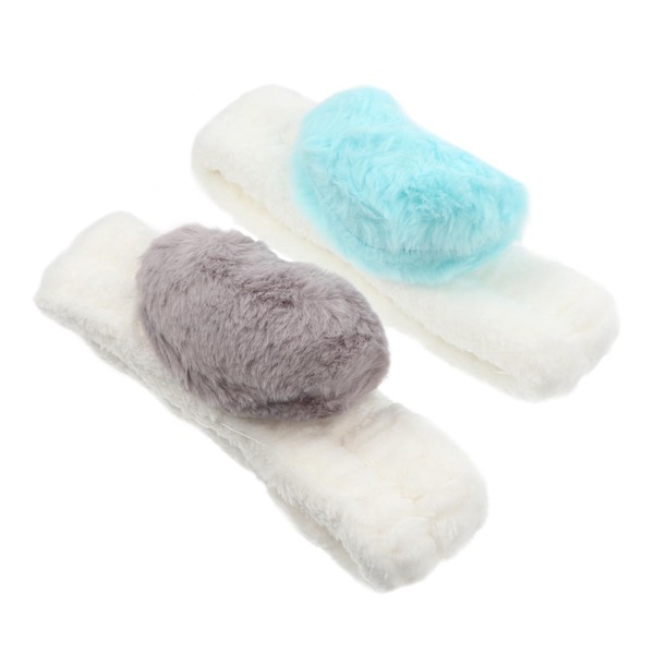 PACKOVE 2pcs Plush Heart Decor Headbands for Face Washing and
