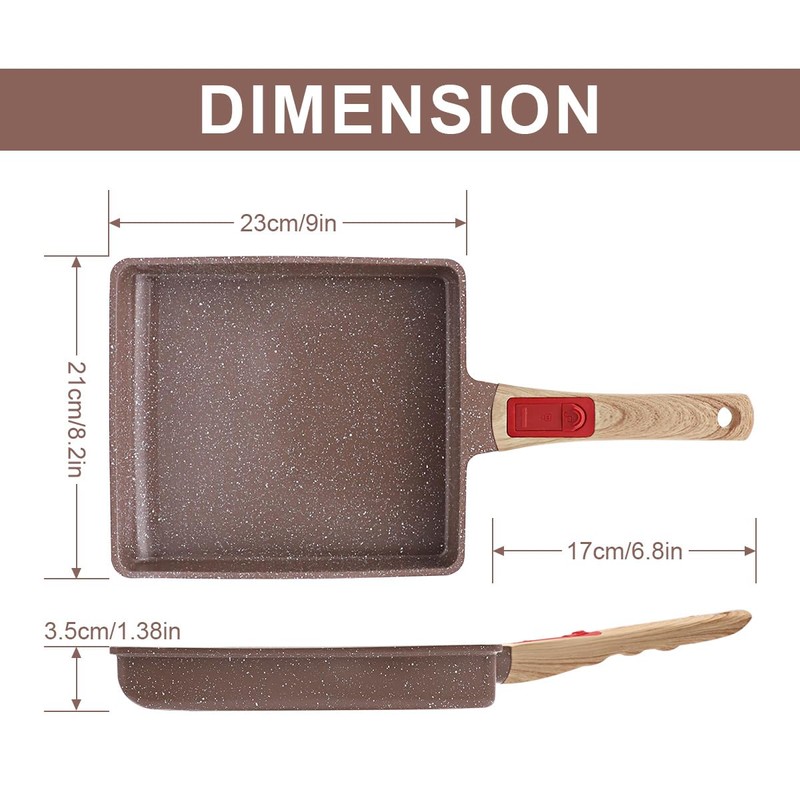 AIKENBBKK Ceramic Nonstick Tamagoyaki Pan, Large Japanese Omelette Pan Egg