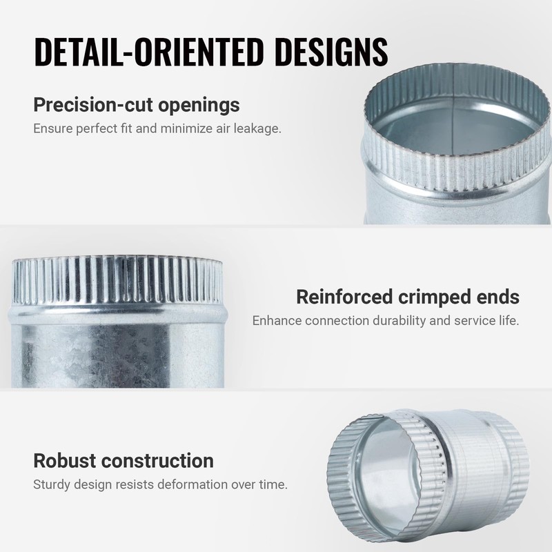 ZOWZEA 3 Inch Round Galvanized Steel Duct Connector - Metal