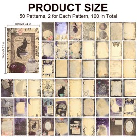 100 Sheets Vintage Scrapbook Paper, 14 x 10cm Decoupage Paper Sheets Vintage Scrapbooking Supplies for Art Journaling Bullet Craft Notebooks Collage Aesthetic Gifts, Magic