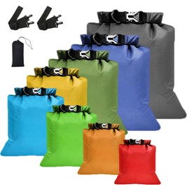 Waterproof Dry Bag Set 8 Pcs – Lightweight & Large Capacity Dry Bags, Ripstop Waterproof Dry Bag in 12L, 10L, 8L, 5L, 3.5L, 3L, 2.5L, 1.5L, Roll-Top Storage Sack for Camping, Hiking, Boating & Fishing