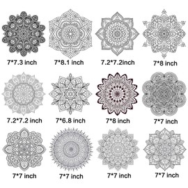 Mandala Designs Suncatcher Window Art Kit, 12 Pcs DIY Window Clings with MarkersYour Own Stained Glass Mandala Art Kit for for Home Decorations Perfect Hobby for Women, Elderly