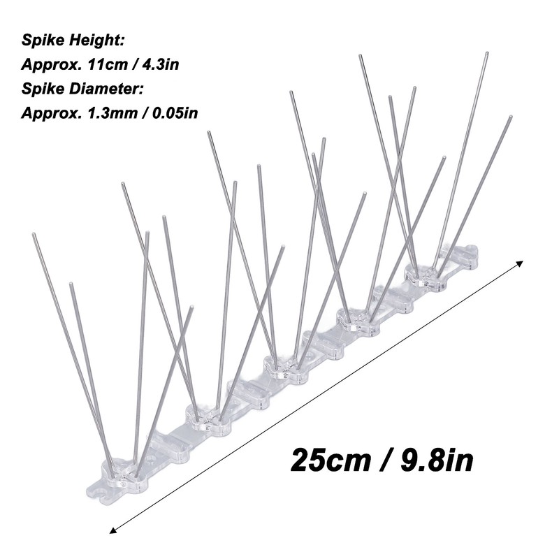 Bird Spikes 304 Stainless Steel Wire Rust Proof Plastic Base