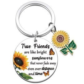 Uerifr Sunflower Keychain for Women Sunflower Gifts for Women Long Distance Friendship Gifts for Best Friend Bestie Bff Sister Christmas Stocking Stuffers Birthday Gift for Best Friend Keychain Ideas
