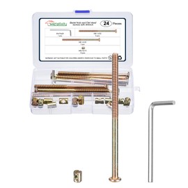 METALLIXITY Furniture Connector Bolt Cap Nut Kit with Wrench(M6-1x120mm) 24Pcs, Connector Bolt M6 Screw Barrel Nuts Binding Screws, for Chair Cabinet Bed, Yellow