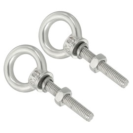 QUARKZMAN M4 3/16 x 1.18 Inch Stainless Steel Eye Bolts Thread Screw Eye Bolt Shoulder Ring with Nuts Washers for Lifting Hanging, Set of 2