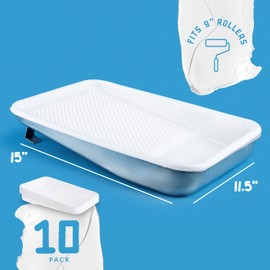Unvert Paint Tray and Liner Set, Set Includes 9" Reusable Metal Pans Tray & 10 Pack of 9" White Plastic Paint Liners, Paint Roller Trays, Set for Household or Construction Use