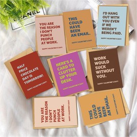 Obbyidk Funny Valentine's Day Card Set for Coworkers, Humorous Valentines Cards for Colleagues Boss Employees, 4 x 6 In(6 Designs, 24 Cards with Envelopes)