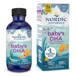 Nordic Naturals Suplemento Baby's DHA, 1050 mg de Omega + 300 UI vitamina D3, 2 fl oz (60 ml)