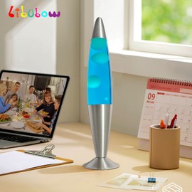 16 Inch Vintage Motion Lamp, 2 Bulbs, Stress Lamp Blue Lamp, Relaxing Night Light Mood Lighting Home Decor Living Room Office Bedroom Lamp for Adults, Teens and Kids, White Wax Blue Liquid