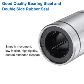 uxcell 4Pcs LM25UU Linear Bearing 25mm Bore 40mm OD 59mm Length Linear Ball Bearings Double Side Rubber Sealed Bearing Steel for CNC Machine 3D Printer Food Packaging Machine