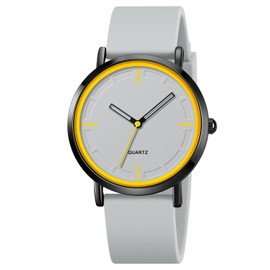 BESTKANG Fashion Simple Analog Quartz Wrist Watches Silicone Strap Waterproof Watch Women Watches Men Sports Watches (Gray)