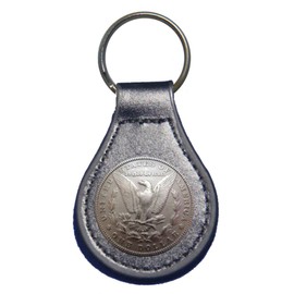 Morgan Silver Dollar Tails leather key fob or keychain BK