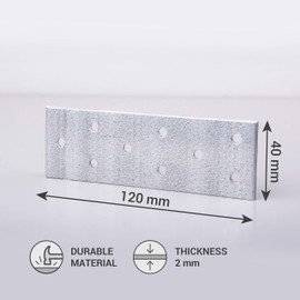 (Pack of 10) Screws Included Steel Flat Connector Plate 40 x 120 x 2mm