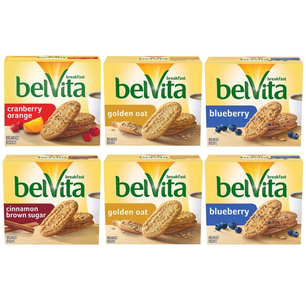 Belvita Breakfast Biscuits Variety Pack, 4 Flavors, 6 Boxes of 5 Packs (4 Biscuits Per Pack)