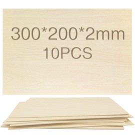 OWLKELA Basswood, 10 pieces, 300 x 200 x 2 mm, craft wood panels, wooden cut-outs for crafts, ideal for laser projects, DIY model, arts and crafts, paintings