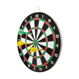 Idena 40375 Hanging Dartboard with 2 Sides, Diameter 29 cm, Includes 6 Darts in Green and Yellow as well as Game Instructions (English language not guaranteed)
