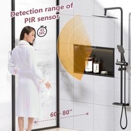 Neohomee 24x12 Non-dimmable LED Light Strip Niche, Warm White 3000K, Smart Body Sensor Wall Niche, Stainless Steel Shower Niche, NO Tile Needed Recessed Niche Storage Organizer