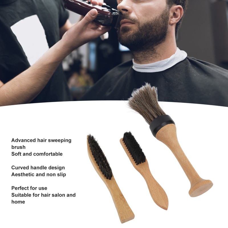 3pcs Barber Brush Set Professional Soft Bristles Portable Barber Neck