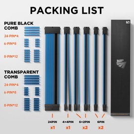 ASIAHORSE 16AWG PSU Cable Extension Power Cords, Customized Power Supply Mod Sleeve Extension Cable, ATX/EPS/8-pin PCI-E/6-pin PCI-E for PSU Cable