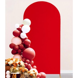 JKDMJF 6.6 FT Red Arch Backdrop Cover Spandex Fitted Chiara Wedding Arch Backdrop Stand Covers for Party Birthday Bridal Shower Engagement Photo Studio Backgrounds Decorations