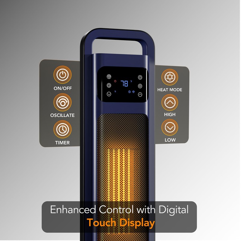 Comfort Zone 26-Inch 1500W Tower Space Heater for Indoor Use,